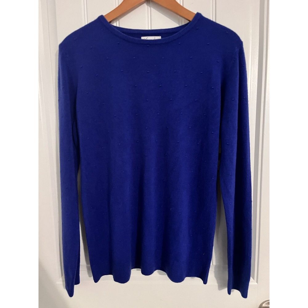 New! Kim Rogers Delta Blue Textured Dot Sweater Womens XL Acrylic Soft 239‎
